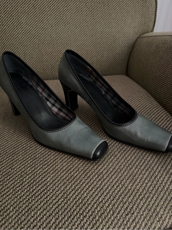 Paolo Shoes - Paolo Slate Gray Pumps with Black Cap Toe